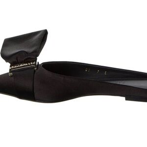 Ferragamo Emii T Satin Flat, Black